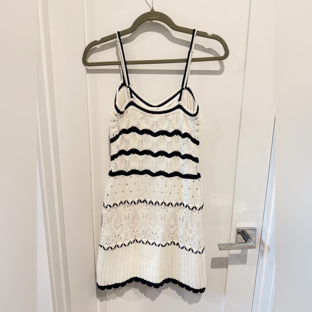 Grey Bandit Newport Crochet Mini Dress | Black & White | Size M - Picture 4 of 7